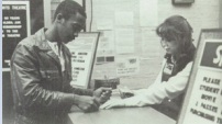 A Little Rock Central High student purchases a ticket at the Heights Theater in 1985. Despite having only one screen, the theater was open for nearly 40 years.