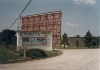 The Starlite Drive-In during its final year of operatin 1987. The movies showing that day were "Private Lessons" and "Only When I Laugh." Today a bank operates at the site. Today, the Kenda Drive-In in Marshall uses the Starlite's old projection equipment.