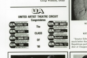 United Artists dominated the Little Rock market, as evidenced by this clipping from the 1980 Little Rock Central High yearbook, The Pix.