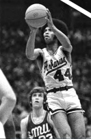 Van Eman's tenure also was notable for recruiting Martin Terry, pictured above, and Dean Tolson. Both were phenomenal players and the first black stars of the modern era of Razorbacks basketball. A talented scorer, Terry was named first-team All-SWC in 1972 and 1973, posting scoring averages of 24.3 and 28.3, respectively. Terry still holds the school record for single season and career scoring averages.