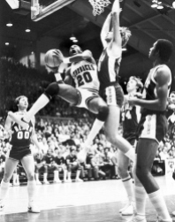 Scott Hastings, Alvin Robertson and Darrell Walker, pictured above, guided the Hogs to another successful season in 1982. Arkansas claimed the SWC regular-season crown and won the conference tournament, but a one-point loss to Kansas State in the second round of the NCAA Tournament foreshadowed a string of early exits.