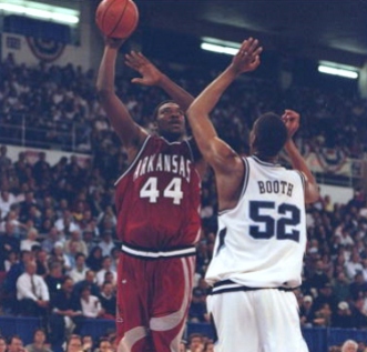 The Hogs finished the 1996 regular season with an 18-12 record, which included a 9-7 mark in SEC play. It was the first time a Richardson team had failed to win at least 10 SEC games in a season. The Hogs received an at-large bid to the tournament and were seeded No. 12. In the first round, Arkansas upset No. 5 seed Penn State -- in Providence, R.I., no less -- before rolling fourth-seeded Marquette.