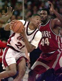 It was in the Sweet 16 where Arkansas ran into an old foe: Marcus Camby. The previous year, Camby helped Massachusetts obliterate the Hogs in the season opener. Now Camby was Player of the Year and anchoring the region's top seed. Arkansas floundered in the opening minutes -- missing four layups -- while UMass bolted to a 13-0 lead. In the end, the Hogs fell by 16 as UMass went on to its first Final Four.