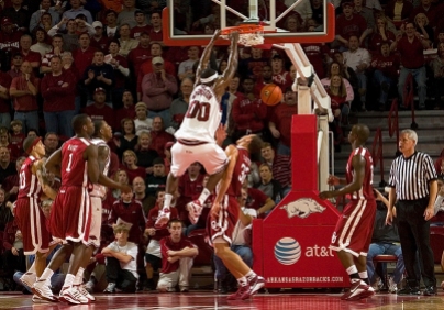 Arkansas opened the 2008-09 season on a tear, toppling No. 4 Oklahoma and future No. 1 overall pick Blake Griffin. Mike Washington (00) matched Griffin's star-power, tallying 24 points and 11 rebounds while Courtney Fortson fell two rebounds shy of recording a triple double.